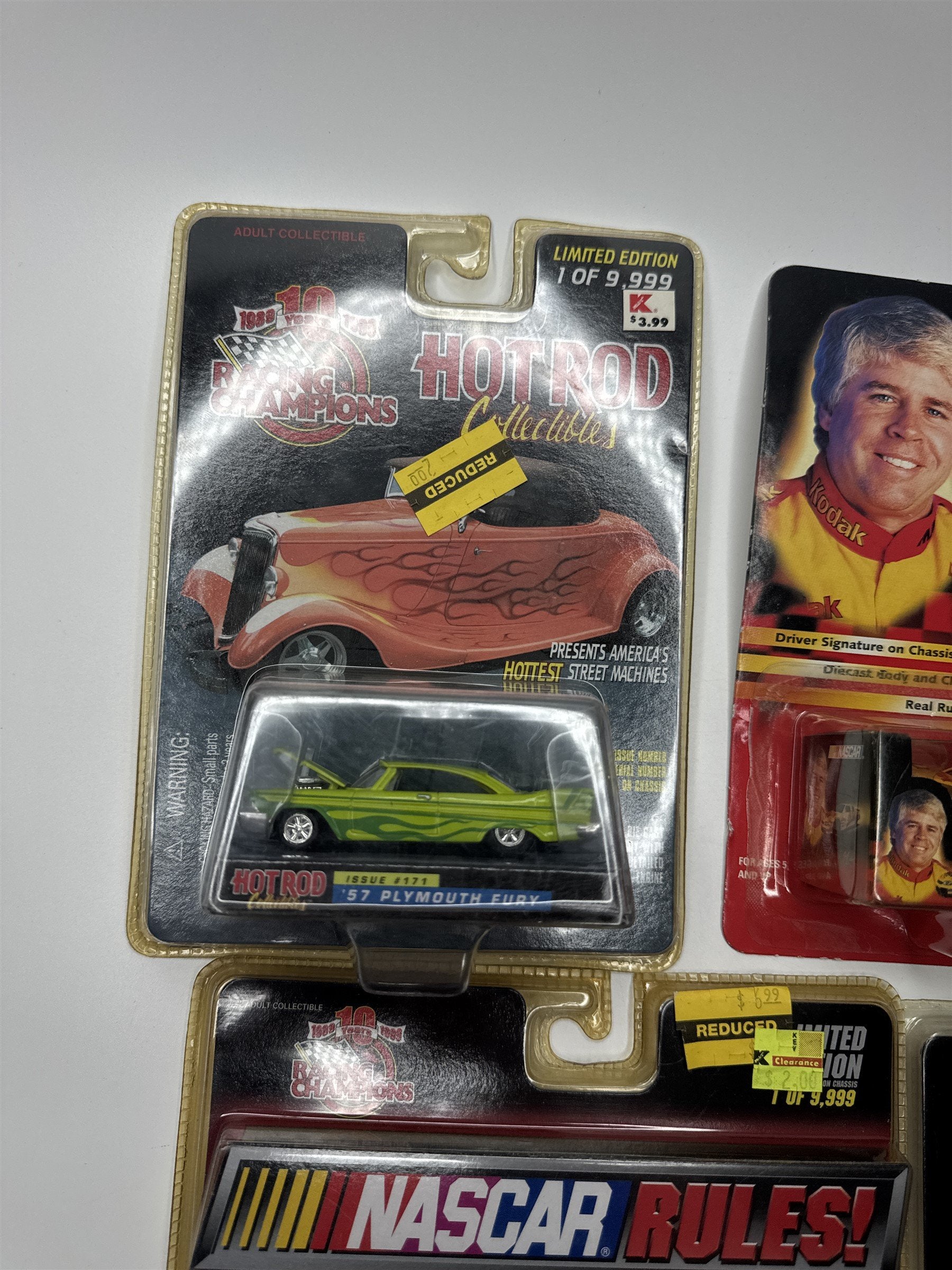 Lot of 5 Vintage Racing Champions Die Cast Toy Cars NASCAR RULES! Hot Rod Collec
