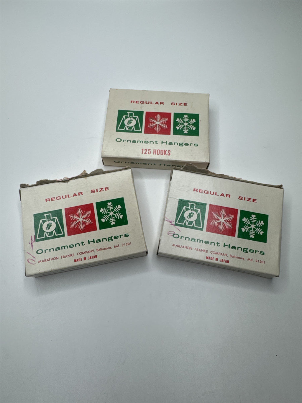 Lot of 3 Marathon Franke Company Regular Size Ornament Hangers Made In Japan