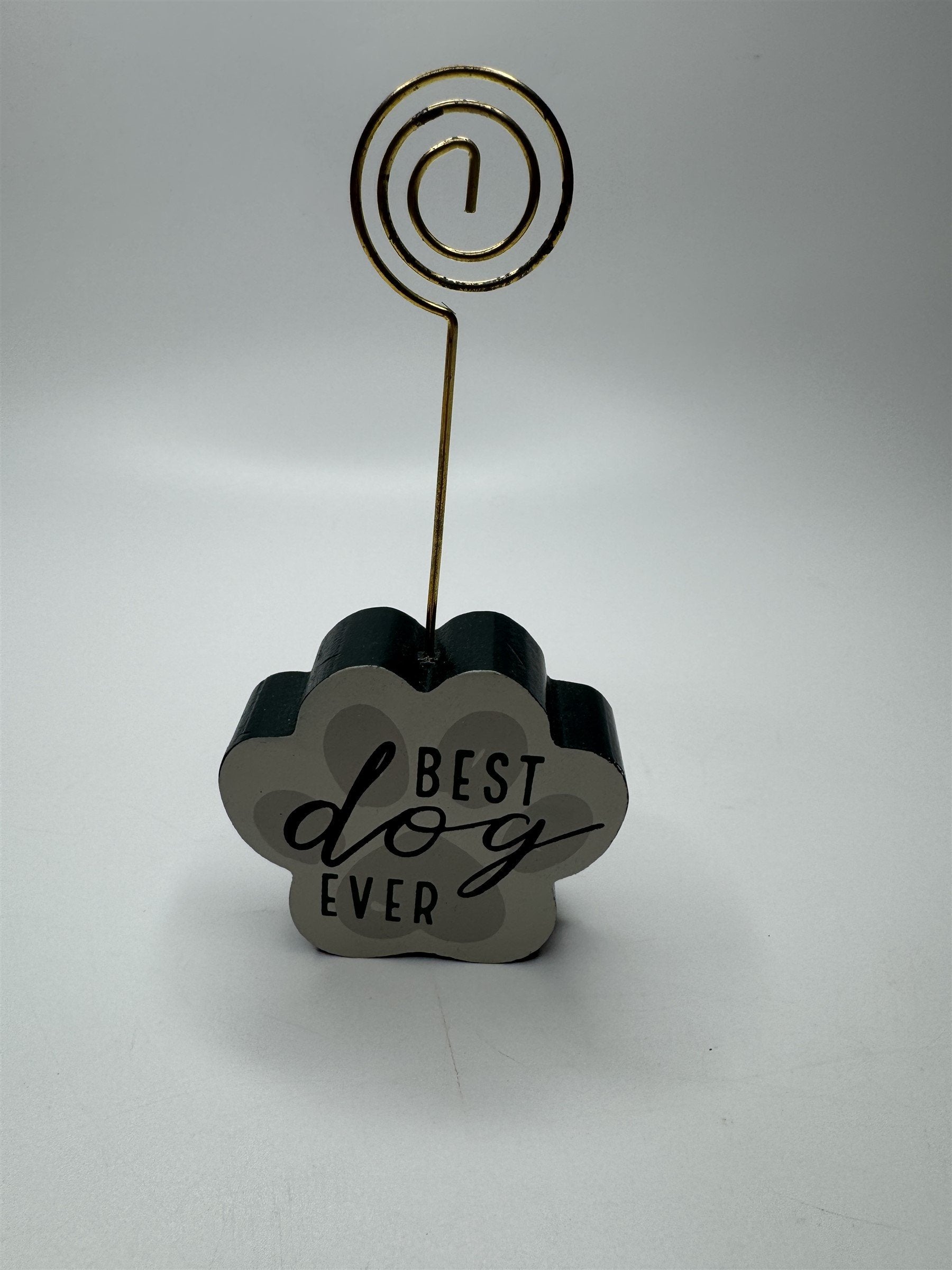 Best Dog Ever Keepsake Photo Holder Memory Wire Clip Pawprint Holder For Pets