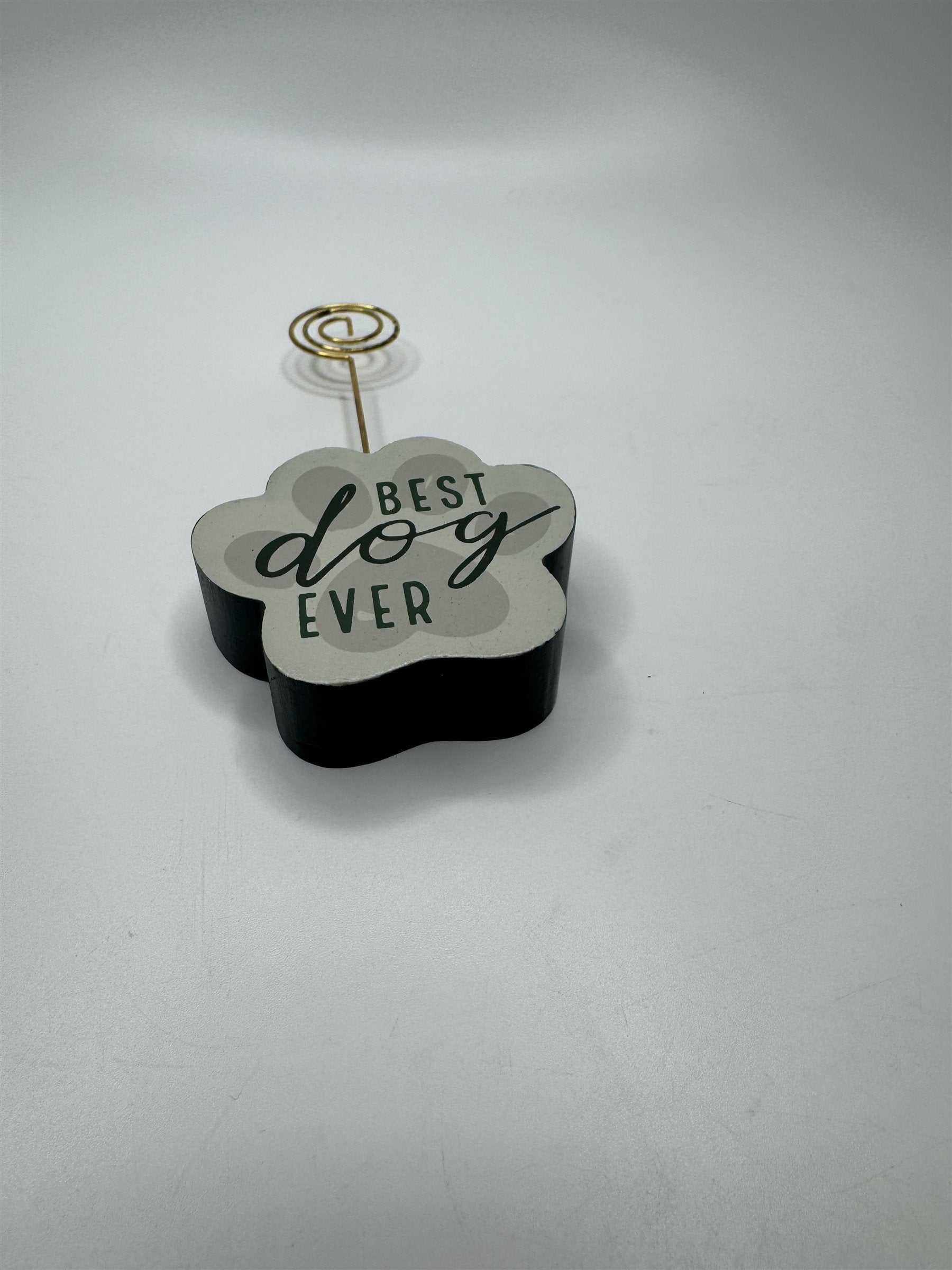 Best Dog Ever Keepsake Photo Holder Memory Wire Clip Pawprint Holder For Pets