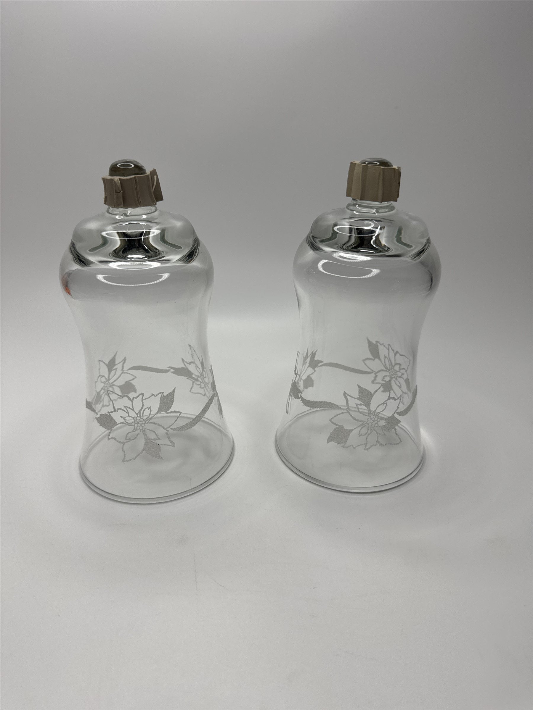 Set of 2 Vintage Home Interiors Glass Votive Poinsettia Embossed Christmas Decor