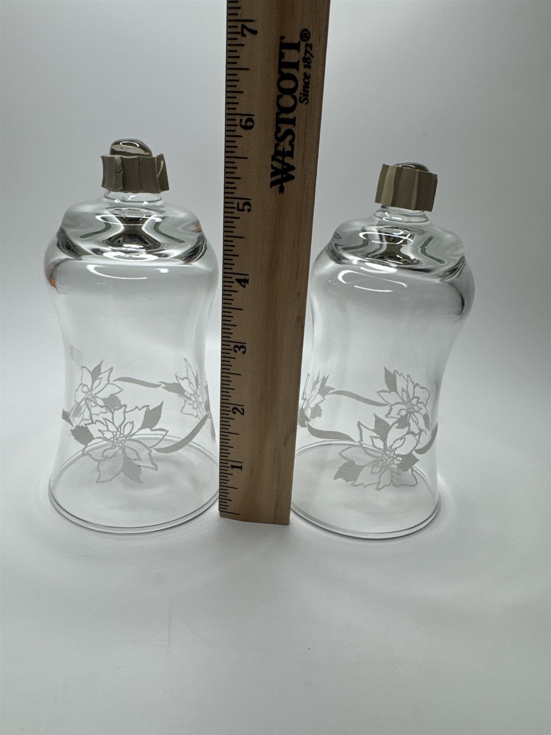 Set of 2 Vintage Home Interiors Glass Votive Poinsettia Embossed Christmas Decor