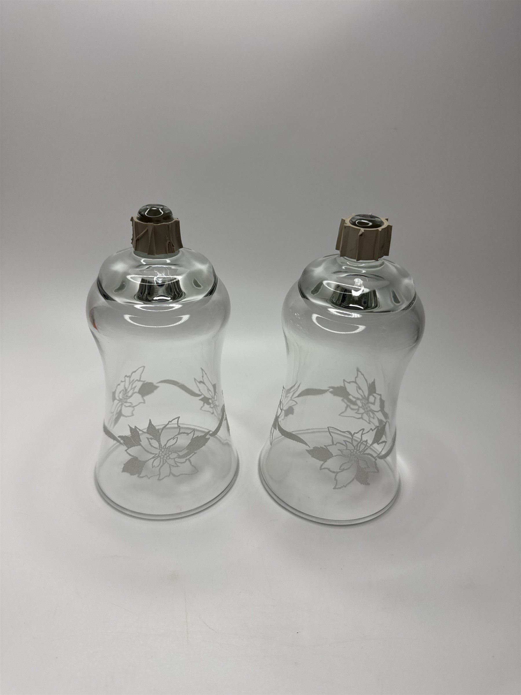Set of 2 Vintage Home Interiors Glass Votive Poinsettia Embossed Christmas Decor