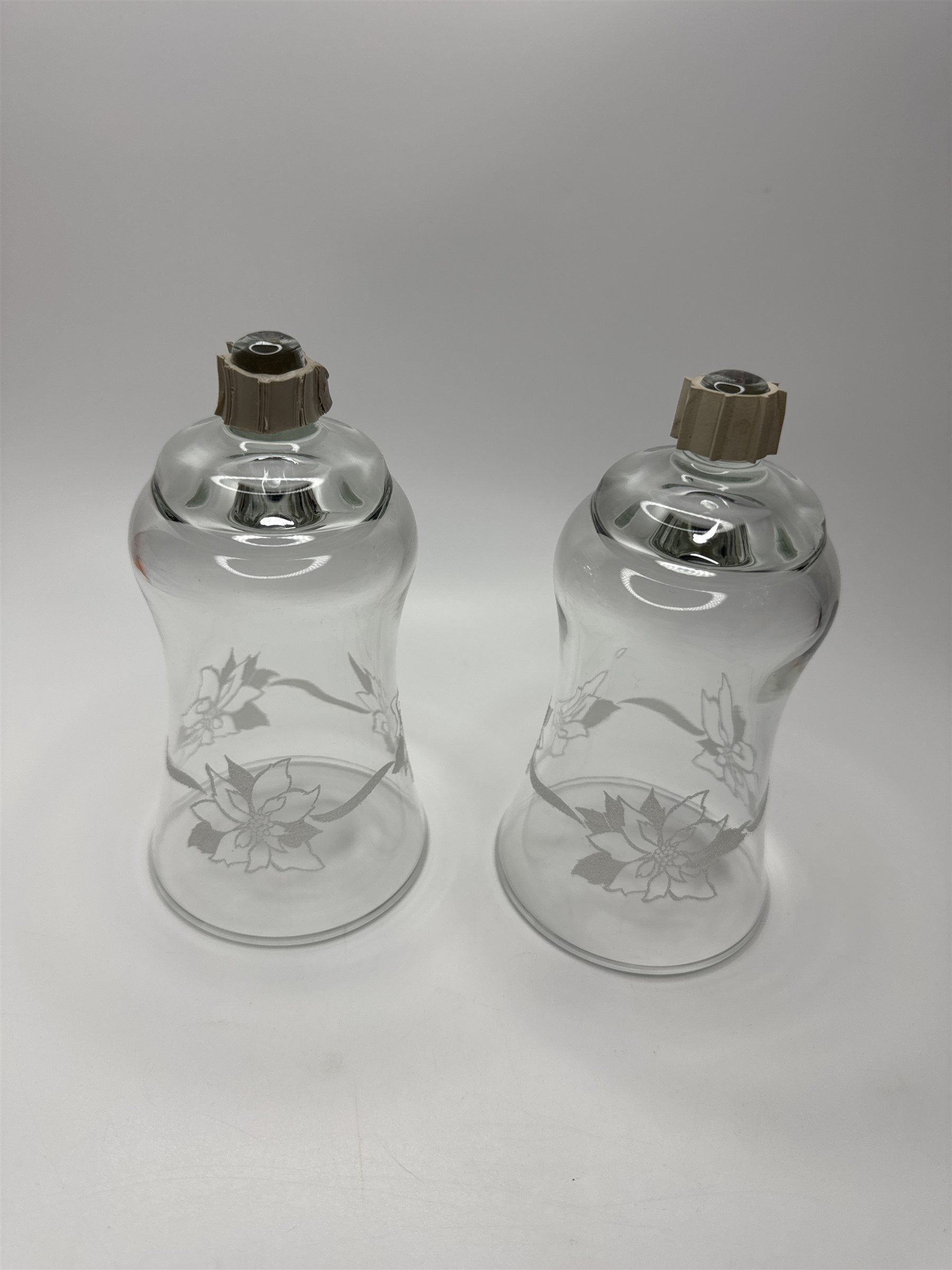 Set of 2 Vintage Home Interiors Glass Votive Poinsettia Embossed Christmas Decor