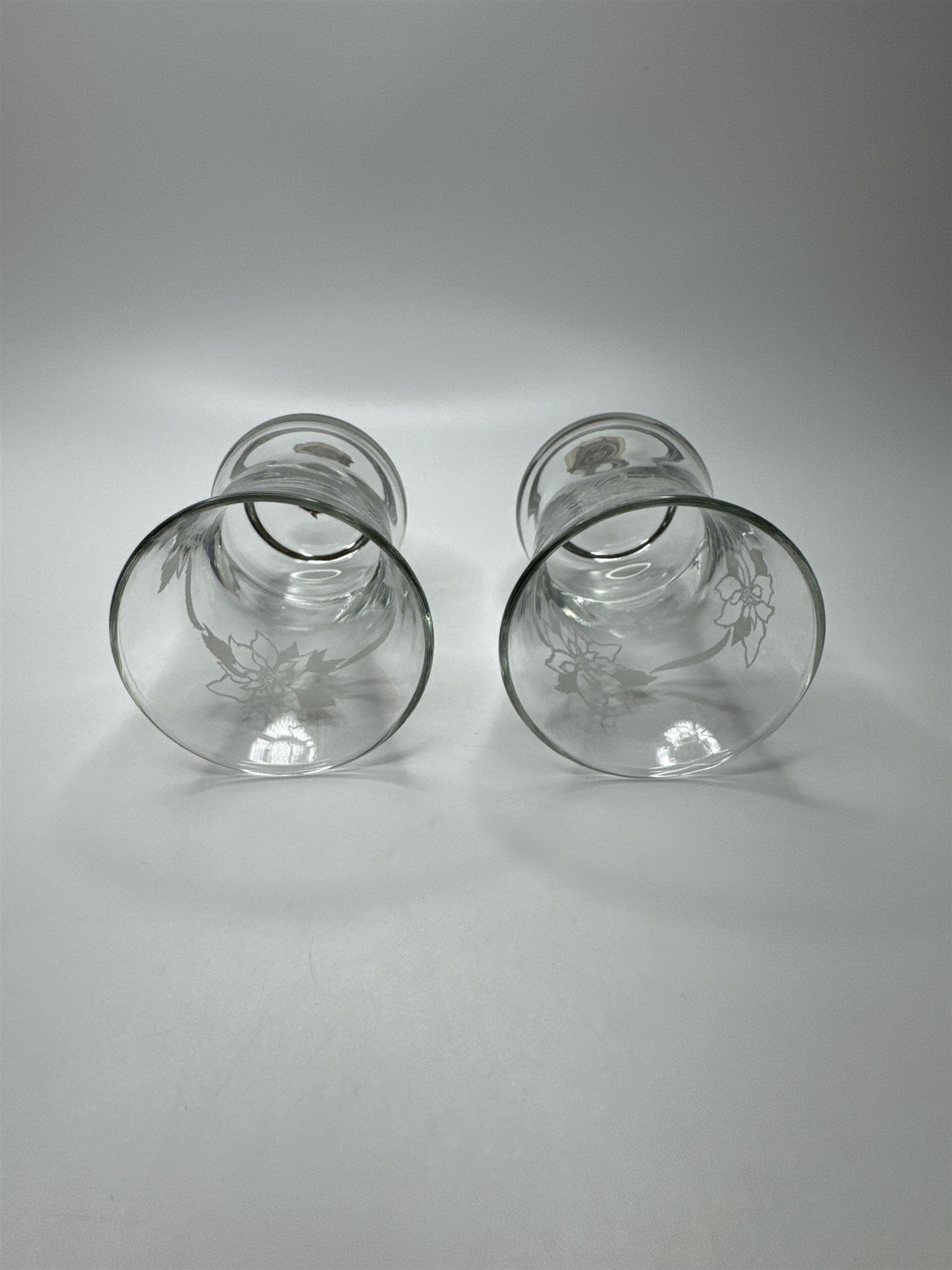 Set of 2 Vintage Home Interiors Glass Votive Poinsettia Embossed Christmas Decor