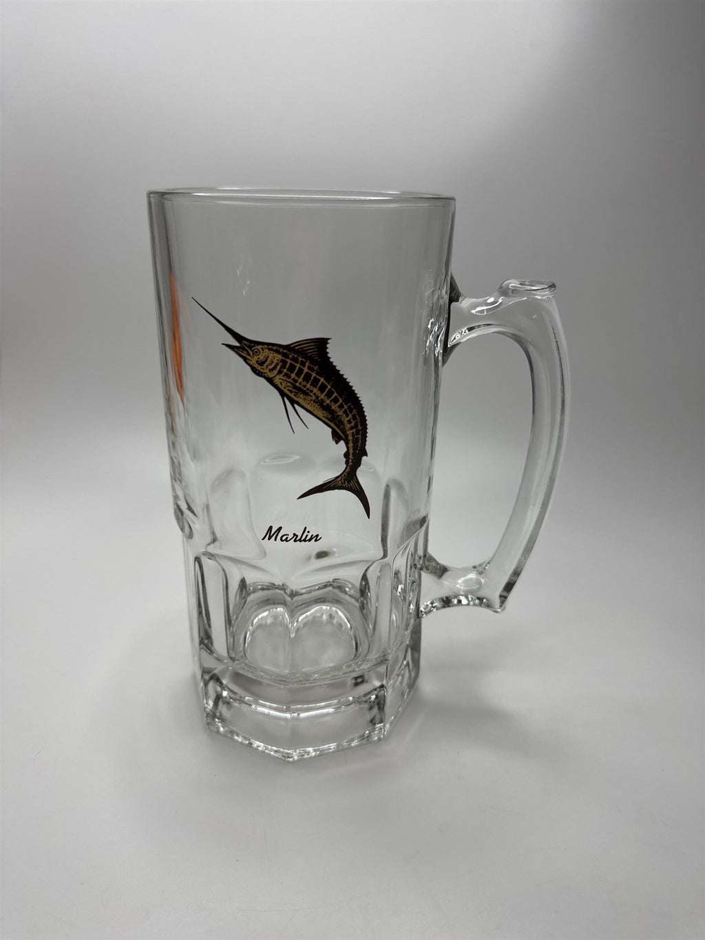 Vintage Marlin Sail Fin Sword Fishing Heavy Glass Collector Mug