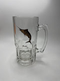 Vintage Marlin Sail Fin Sword Fishing Heavy Glass Collector Mug