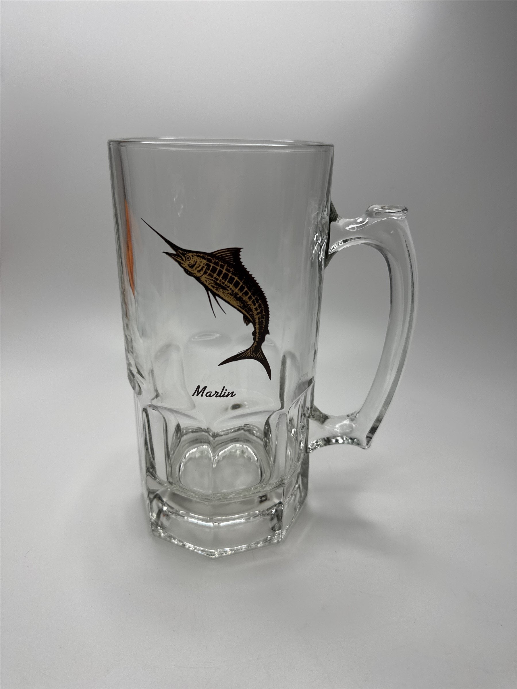 Vintage Marlin Sail Fin Sword Fishing Heavy Glass Collector Mug