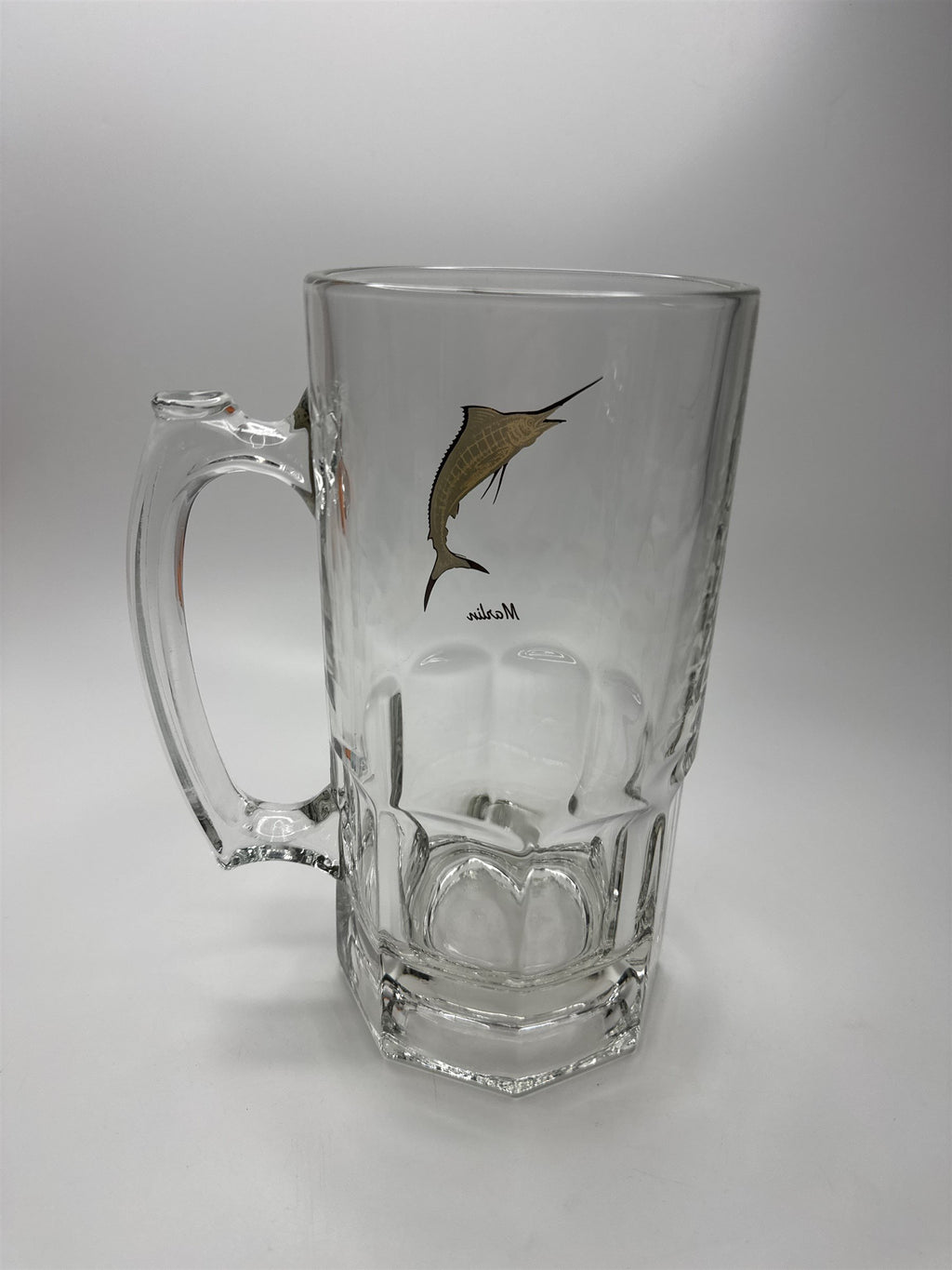 Vintage Marlin Sail Fin Sword Fishing Heavy Glass Collector Mug