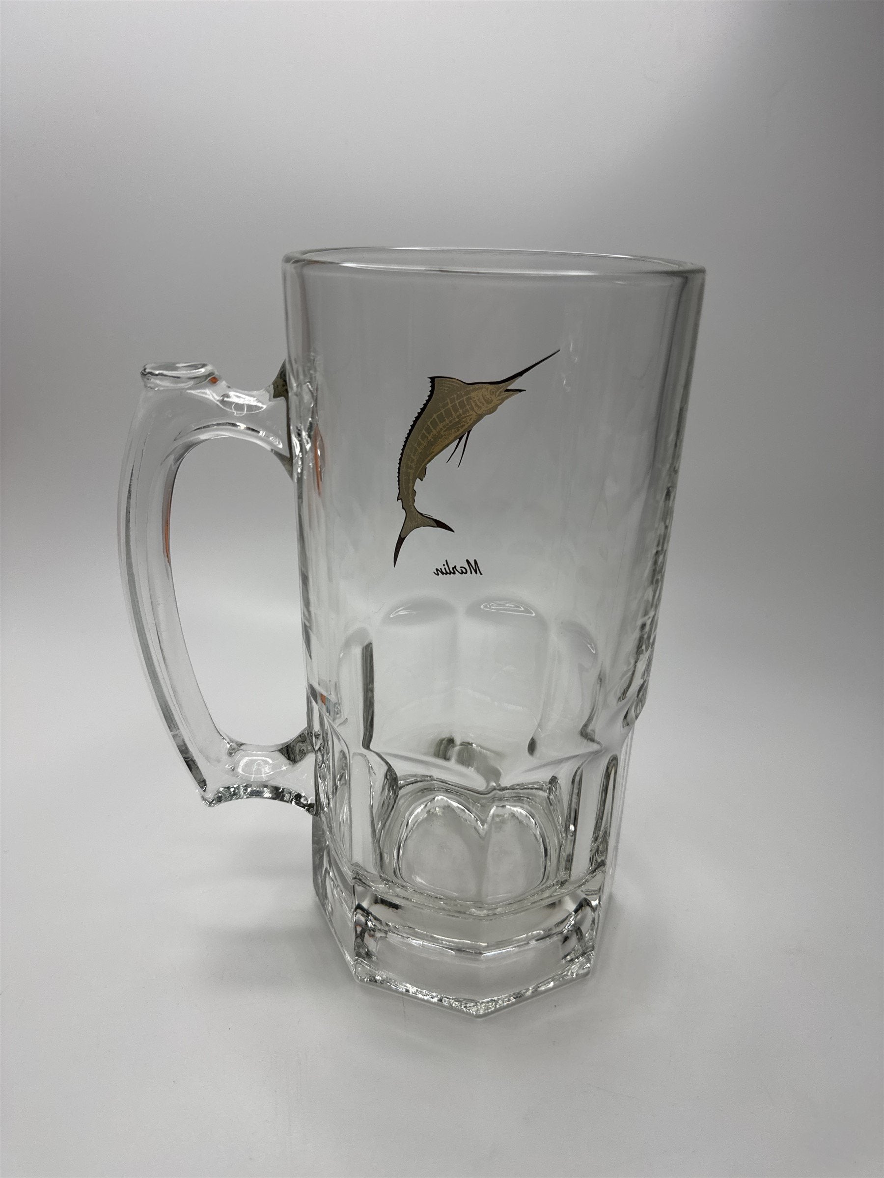 Vintage Marlin Sail Fin Sword Fishing Heavy Glass Collector Mug