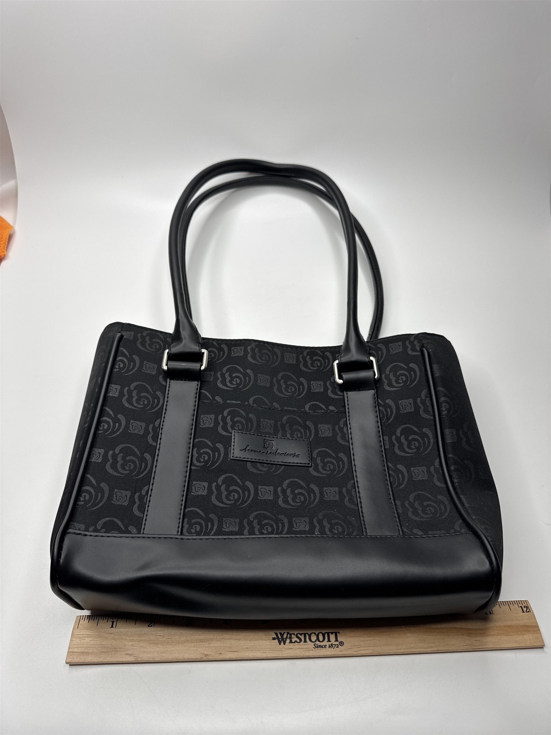 Vintage Home Interiors & Gifts Black Purse All Over Rose Print
