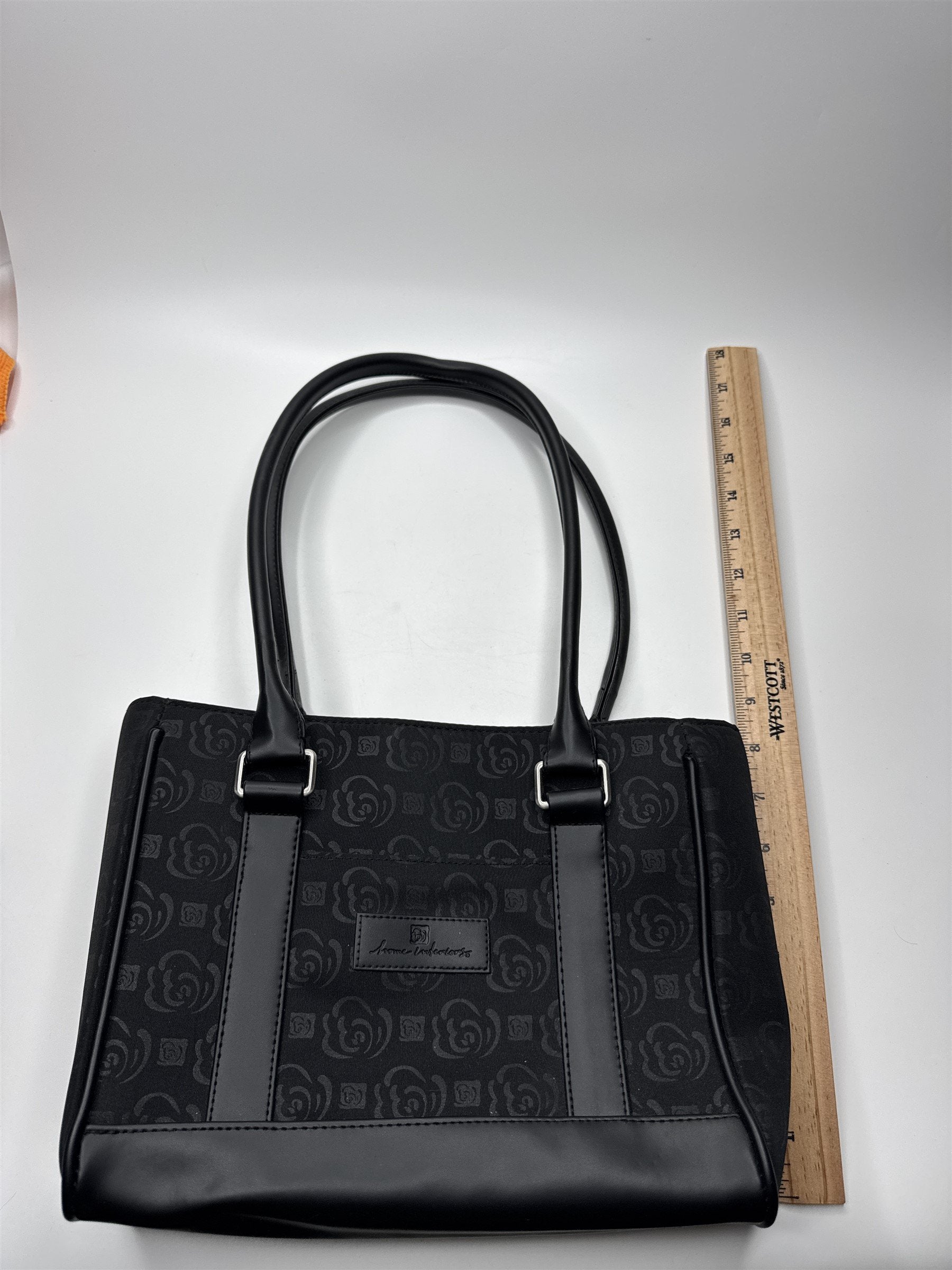 Vintage Home Interiors & Gifts Black Purse All Over Rose Print
