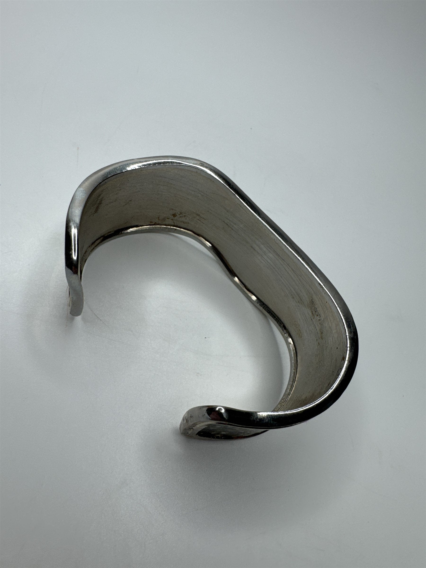 Vintage Green and Black Snake Print Silver-Toned Metal Cuff Bracelet