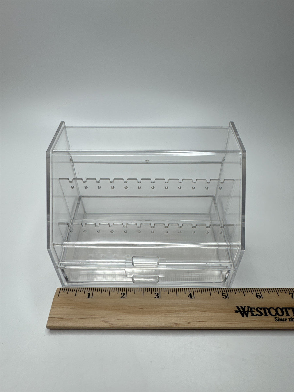 Acrylic Earring Display Case Jewelry Case Top-Opening /w Storage Drawer Vanity