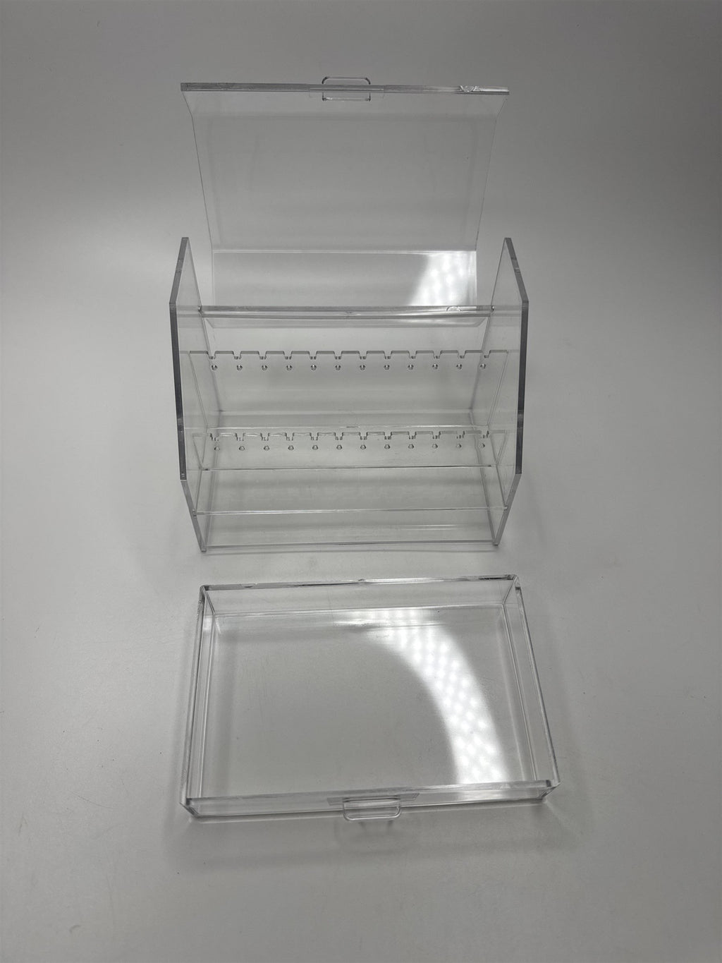 Acrylic Earring Display Case Jewelry Case Top-Opening /w Storage Drawer Vanity