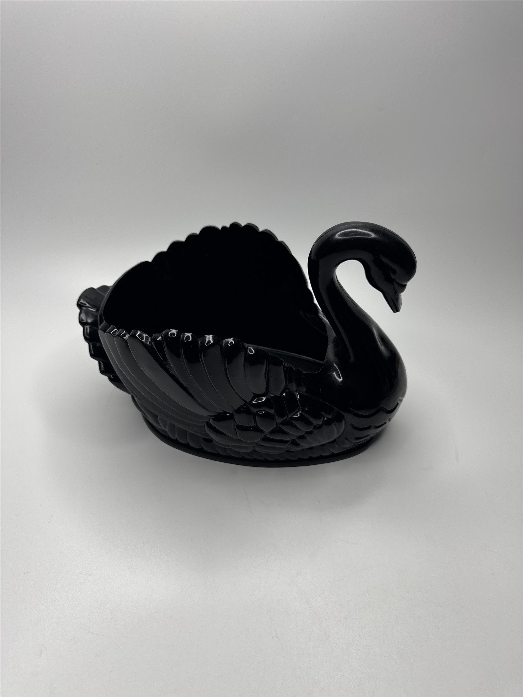 Vintage Regaline 6.5" Tall Hard Plastic Black Swan Decorative Planter #432 USA
