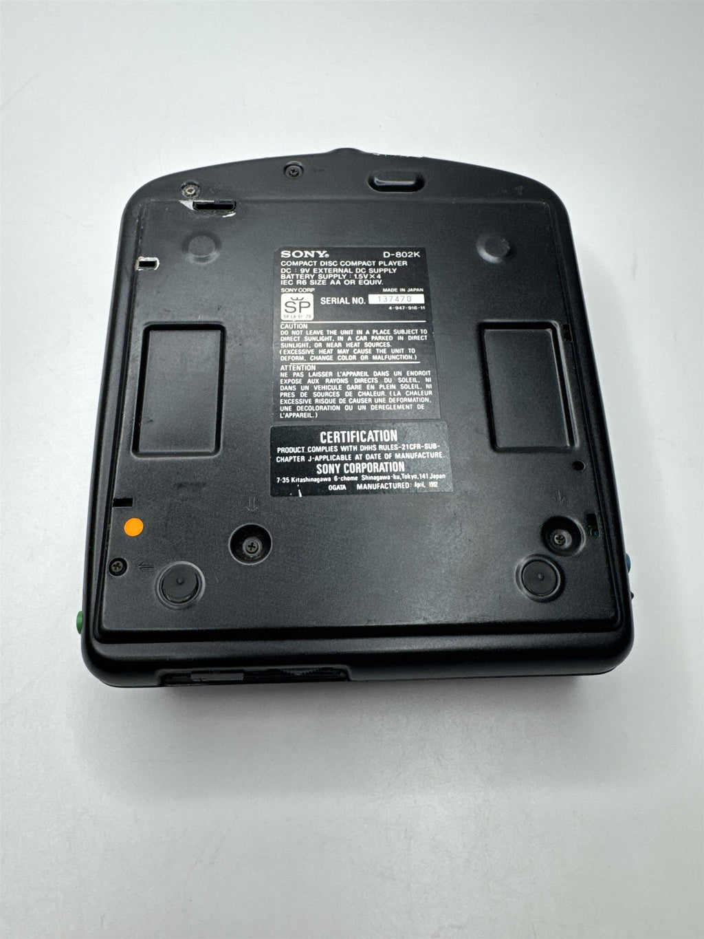 Sony Discman D-802k Portable Compact Car CD Player Black /w AUX Output Untested
