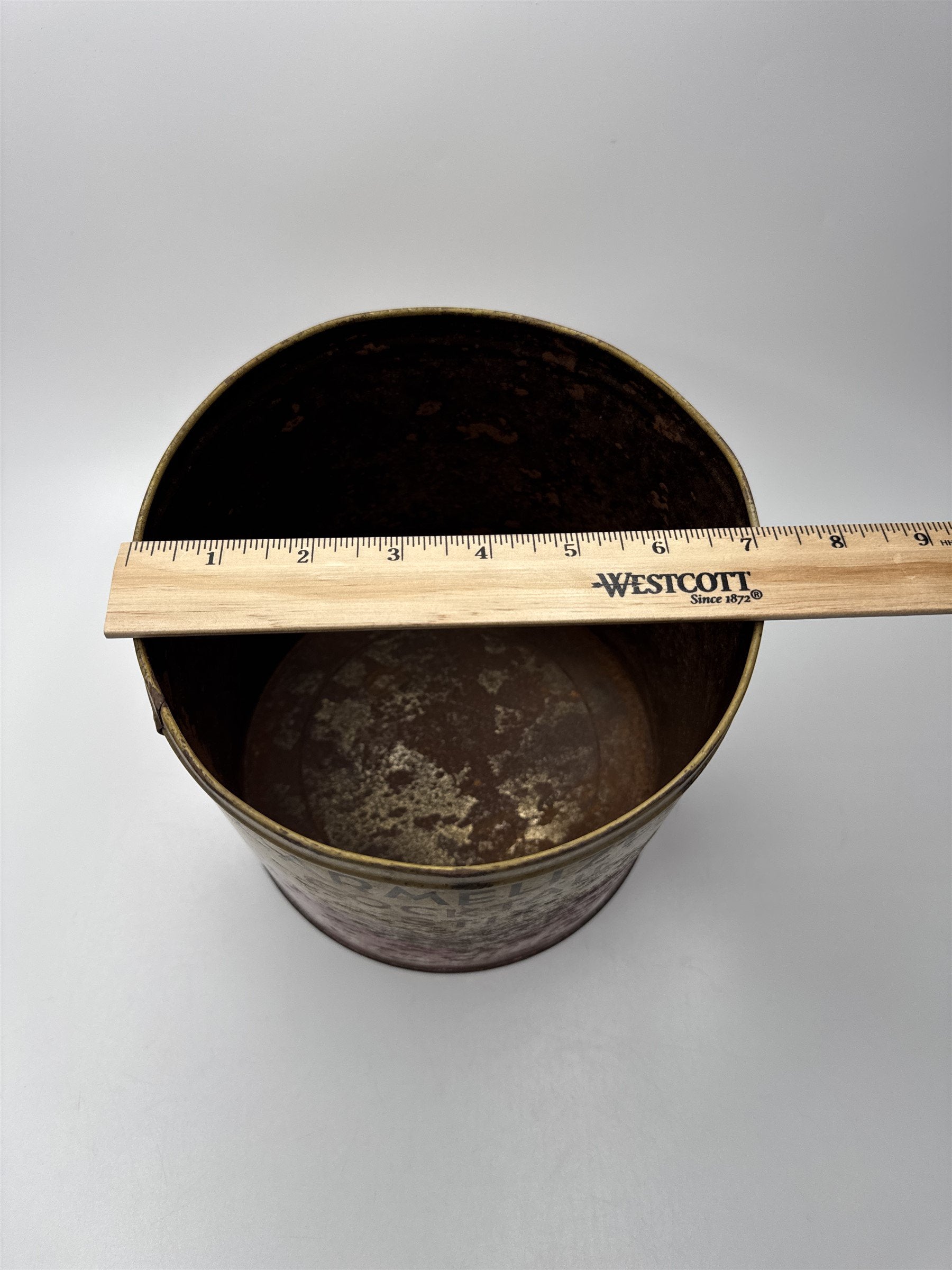 Vintage Bachman BakeriesCaramelized Cocktail Stix Empty Tin Can Rusty Nostalgic
