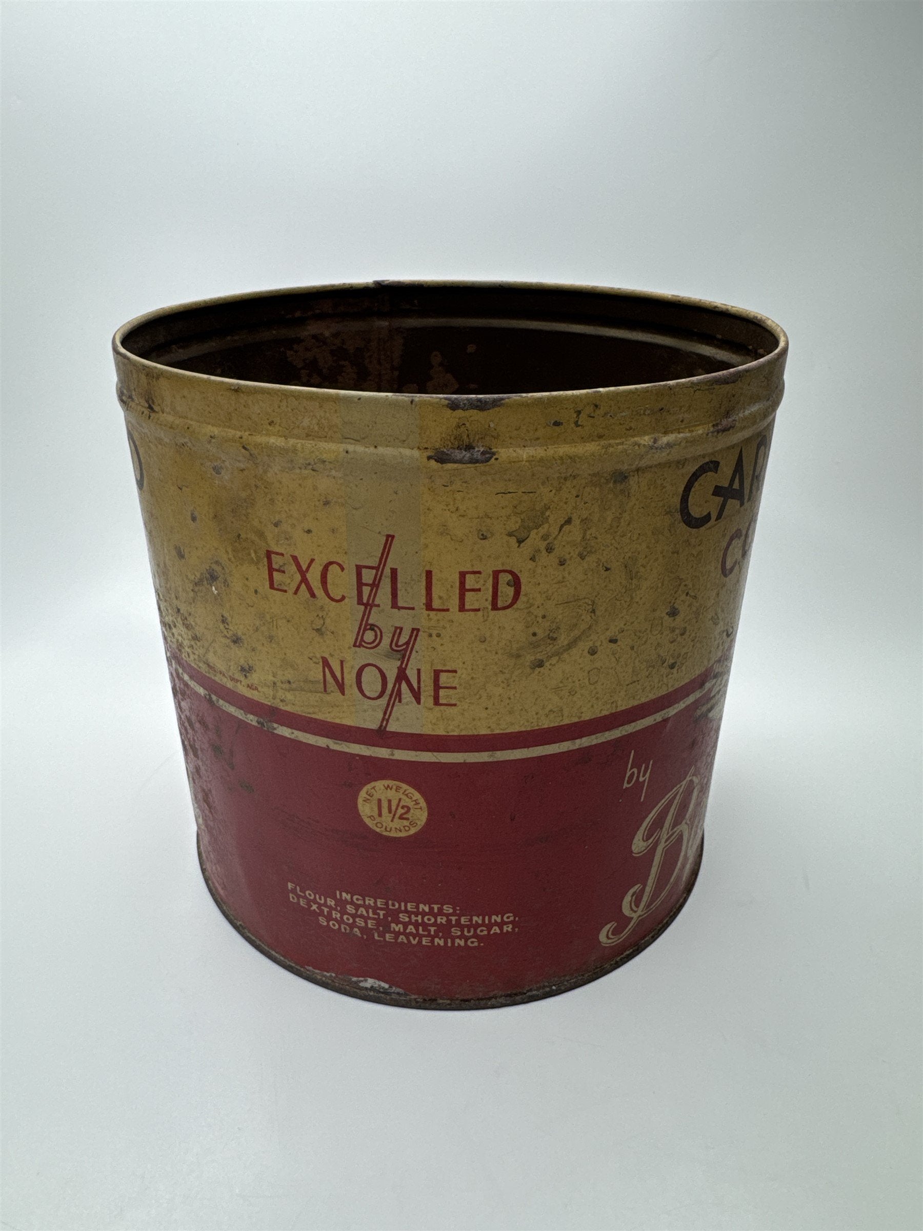 Vintage Bachman BakeriesCaramelized Cocktail Stix Empty Tin Can Rusty Nostalgic