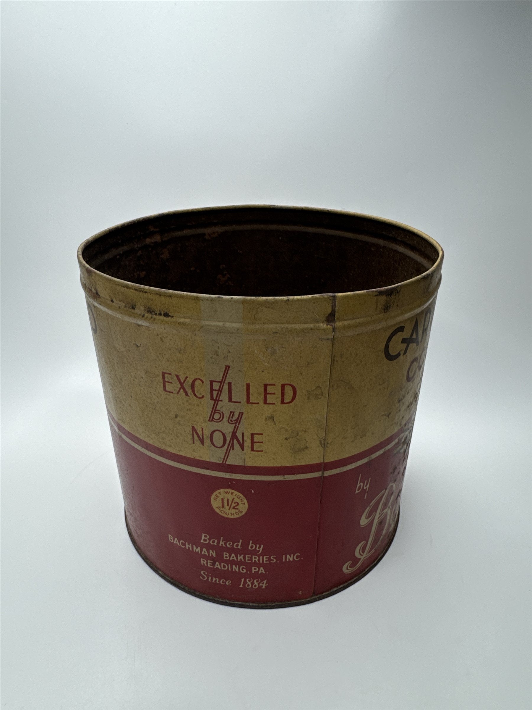 Vintage Bachman BakeriesCaramelized Cocktail Stix Empty Tin Can Rusty Nostalgic