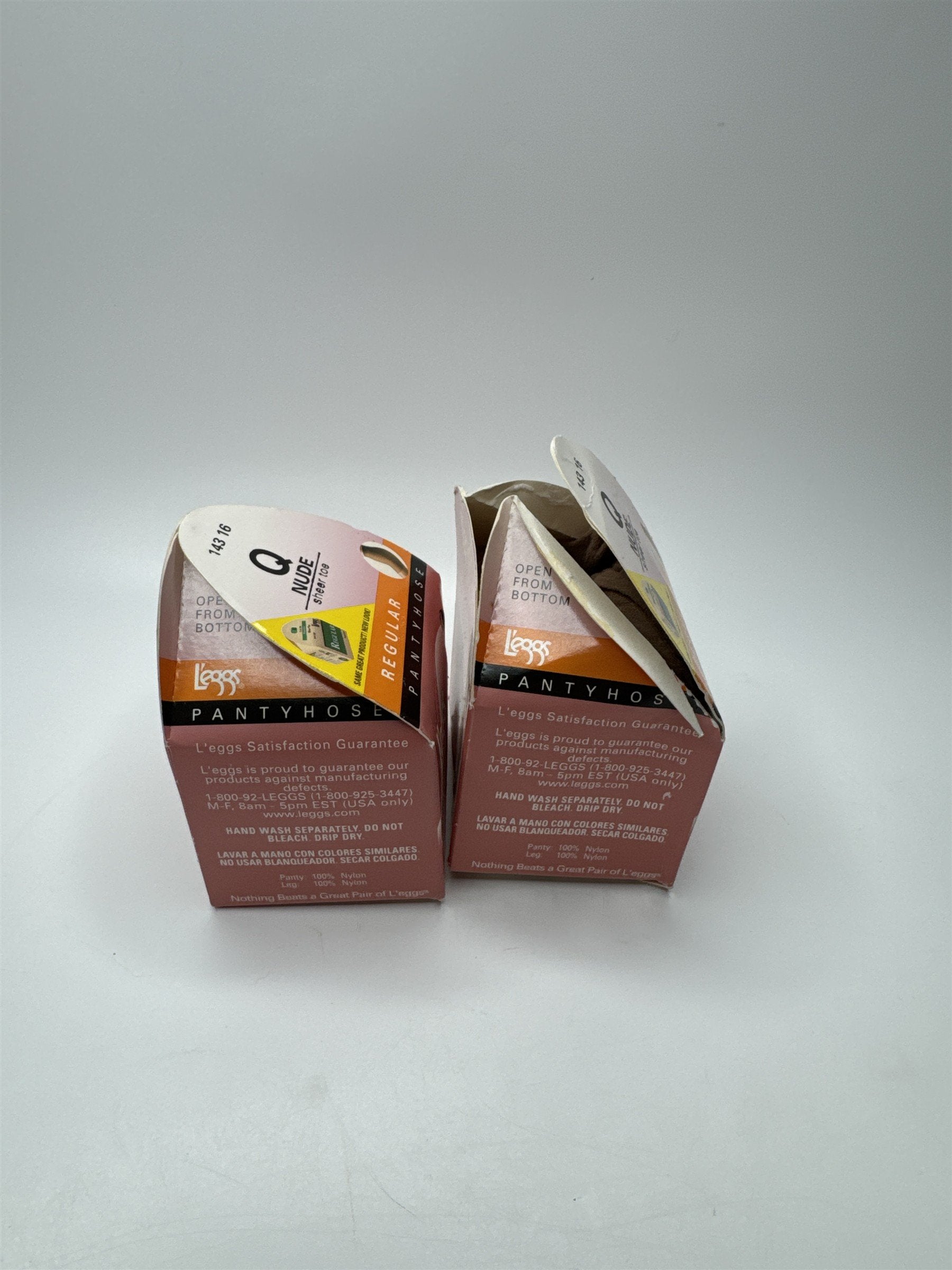 Set of 2 L'eggs Regular Pantyhose Size Q Nude Sheer Toe Premium Nylon Pantyhose