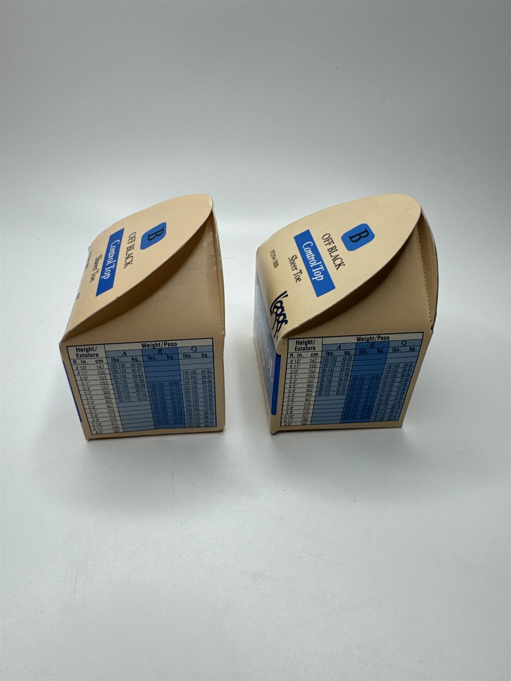 Set of 2 L'eggs Size B Control Top Sheer Toe Off Black 15204 SBB Pantyhose NOS