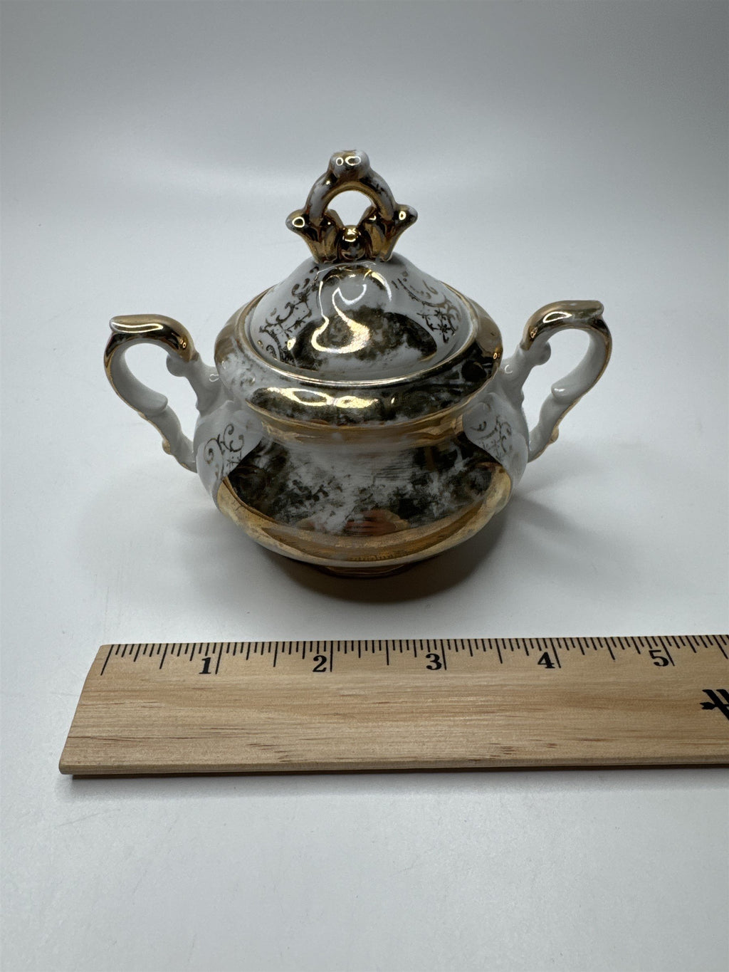 Vintage Bavaria Gold and White Porcelain 3.75" Sugar Dish/Bowl