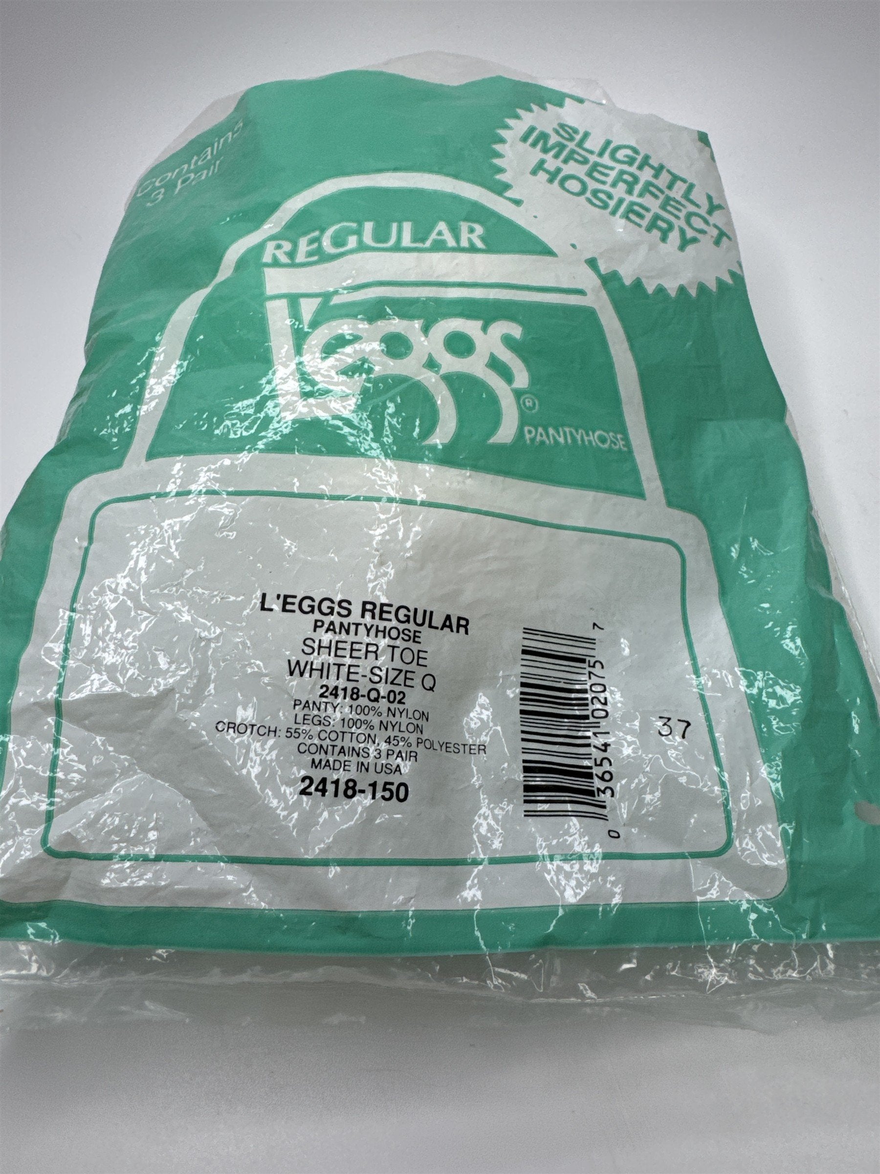 L'eggs 3 Pair Slightly Imperfect Hosiery Regular Pantyhose Size Q White 2418-Q02