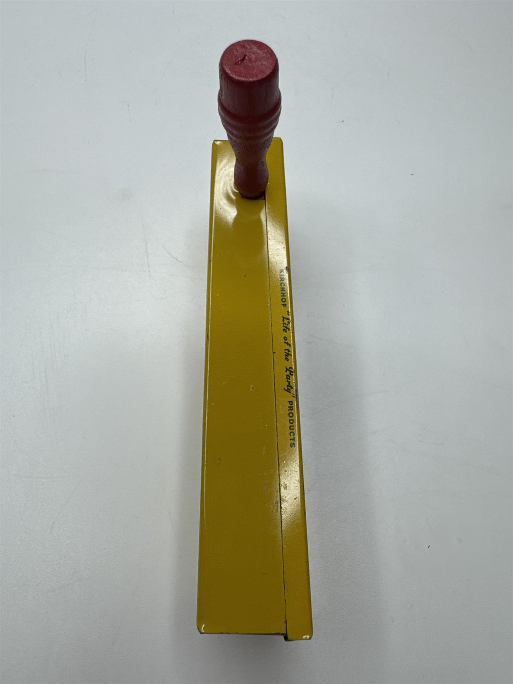 Vintage 1928 Kirchhoff Wooden Handle Tin Noisemaker with Dancers
