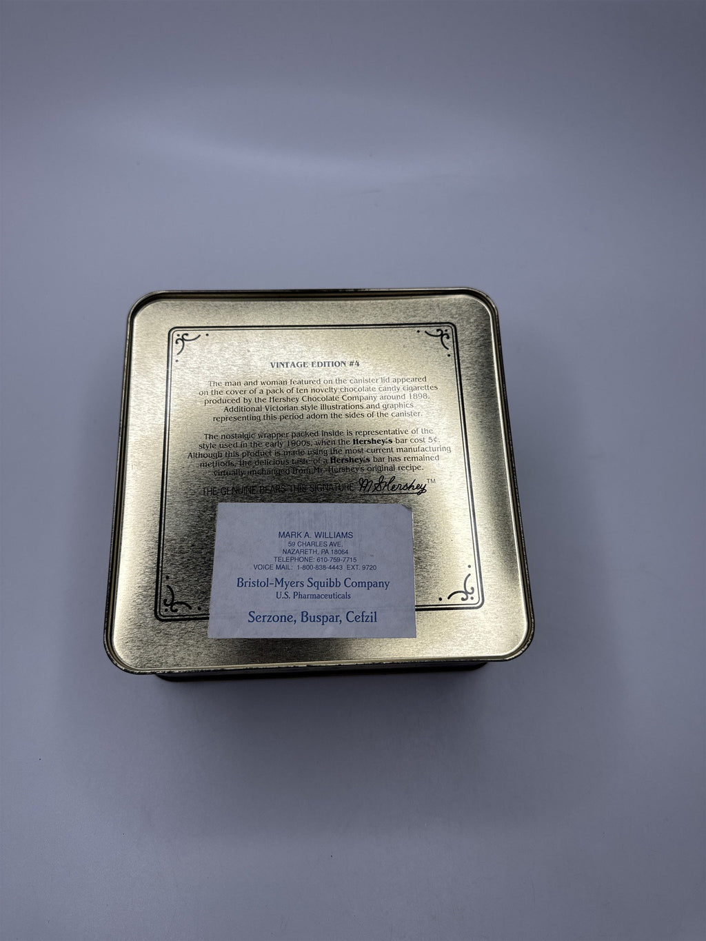 Set of 2 Vintage Hershey's Chocolate Empty Tin Nostalgic Chocolate Tins 90s