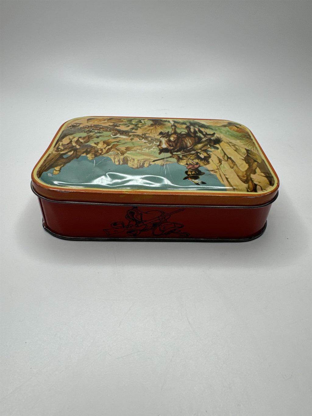 Vintage Henry Thorne & Co Ltd Leeds England Cowboy Horse Native Scene Candy Tin
