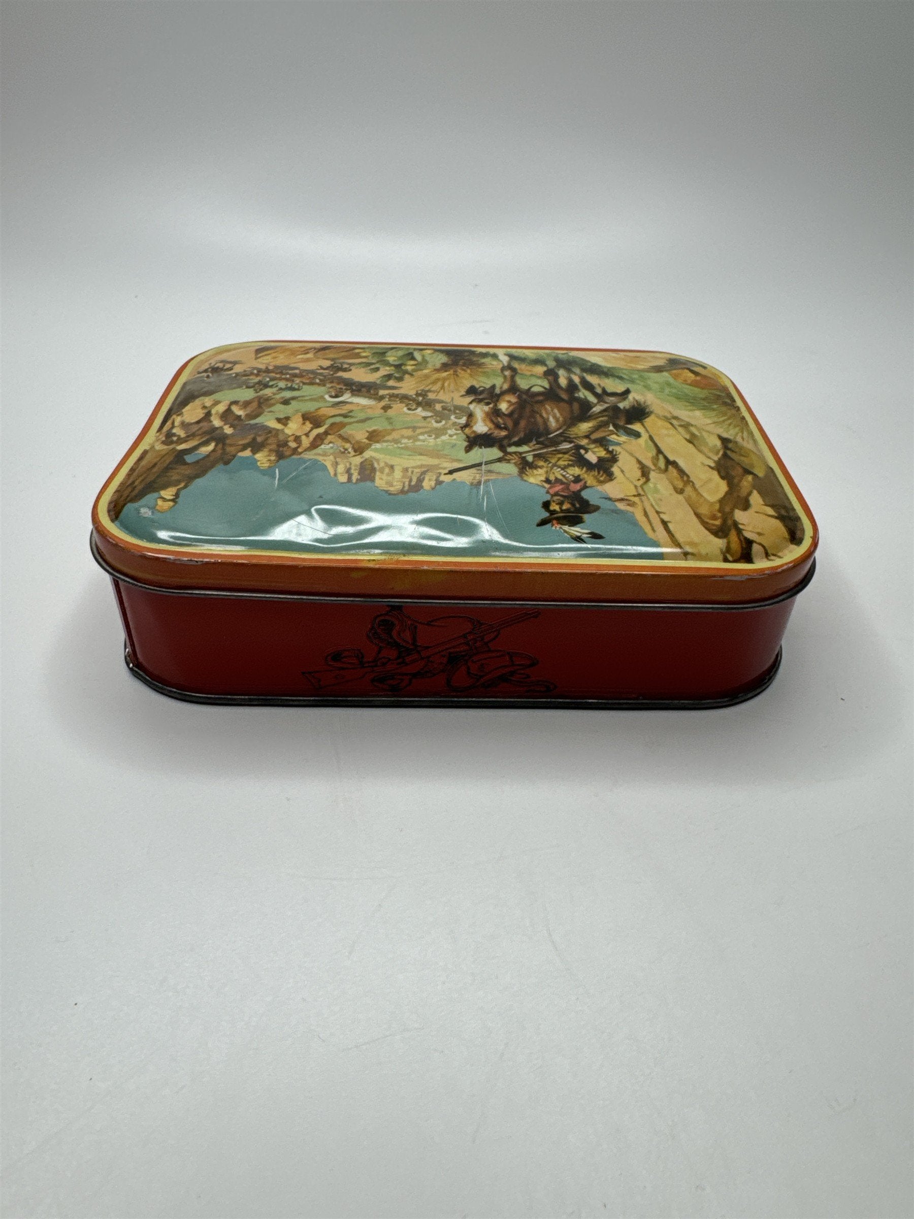 Vintage Henry Thorne & Co Ltd Leeds England Cowboy Horse Native Scene Candy Tin