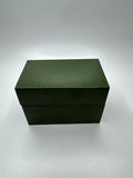 Vintage Army Green Olive Green Metal Recipe Box Trinket Jewelry Container Tin