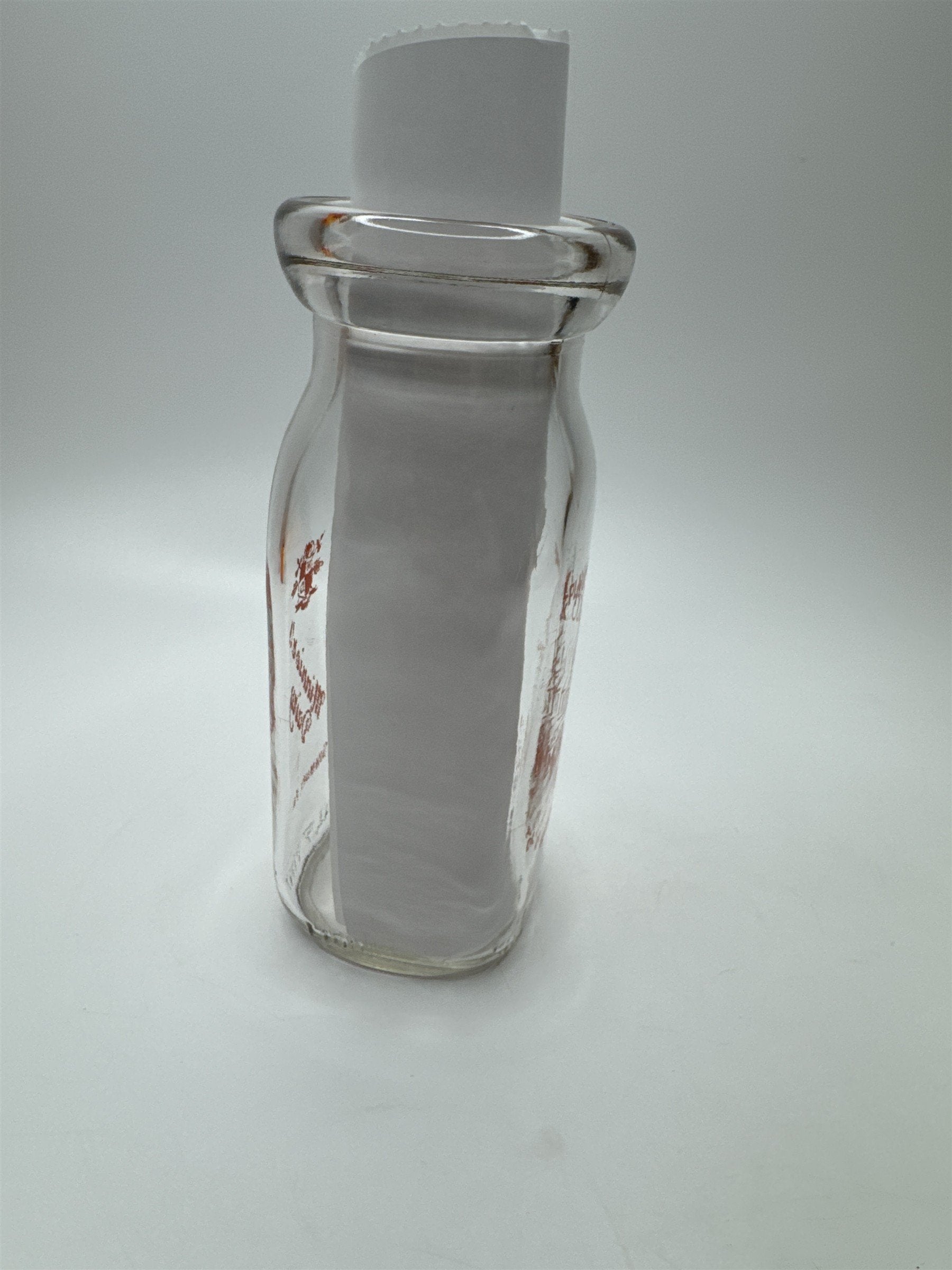 Minnier's Dairy Sunbury PA Empty Half Pint Milk Glass Jug Playtime Milk Any Time