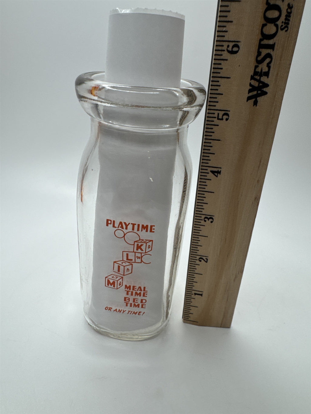 Minnier's Dairy Sunbury PA Empty Half Pint Milk Glass Jug Playtime Milk Any Time