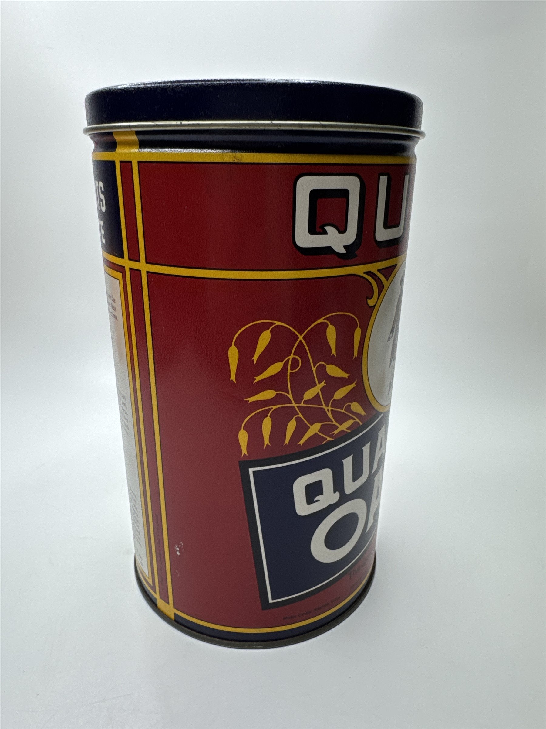 Vintage 1990 Quaker Oats Metal Tin Can Empty Replica of 1922 Label