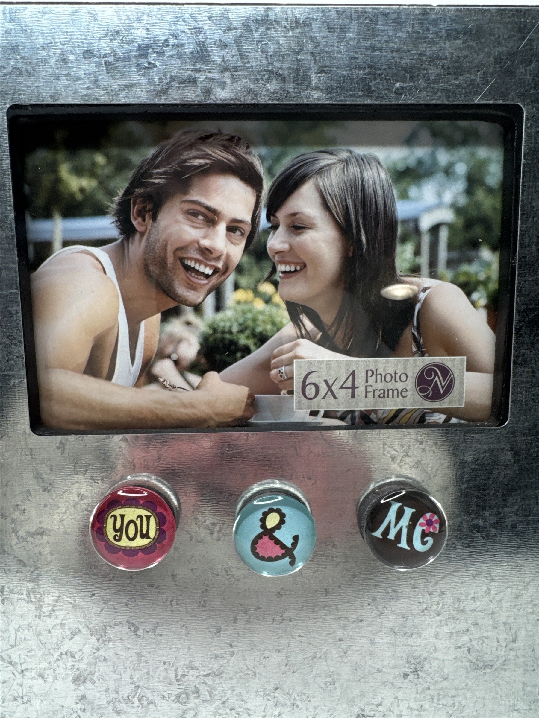 Magnetic Metal Silver Photo Frame by New View 6" x 4" with Magnets