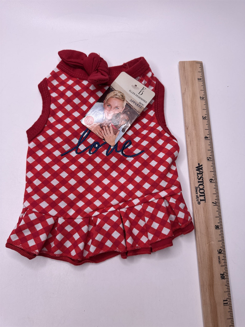 ED By Ellen Dog Apparel Female Red Love Dog Dress with Red Bow Size Small