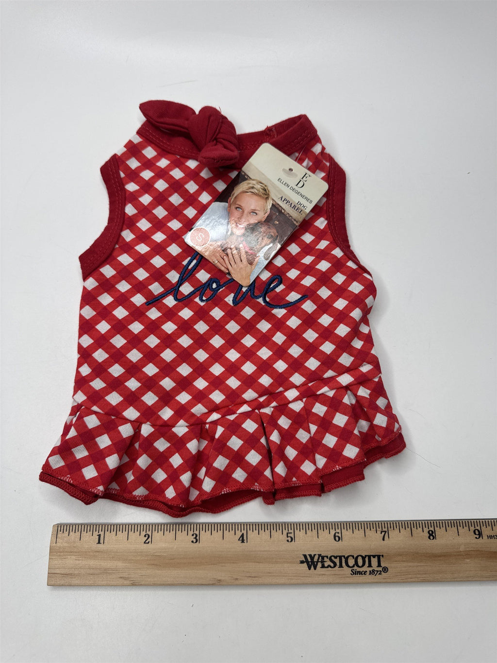 ED By Ellen Dog Apparel Female Red Love Dog Dress with Red Bow Size Small