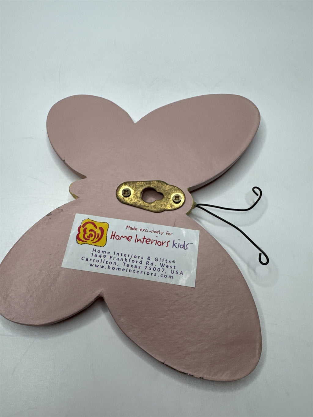 Home Interiors Kids Pink and Yellow Butterfly /w Metal Antennas Wall Art Decor