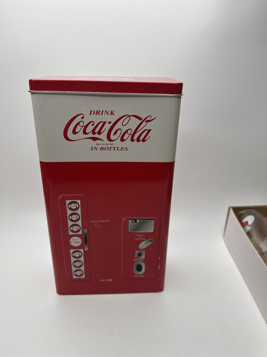 Vintage 1999 Coca-Cola Vending Machine Tin /w 4pc 8oz Glass Set Anchor Hocking
