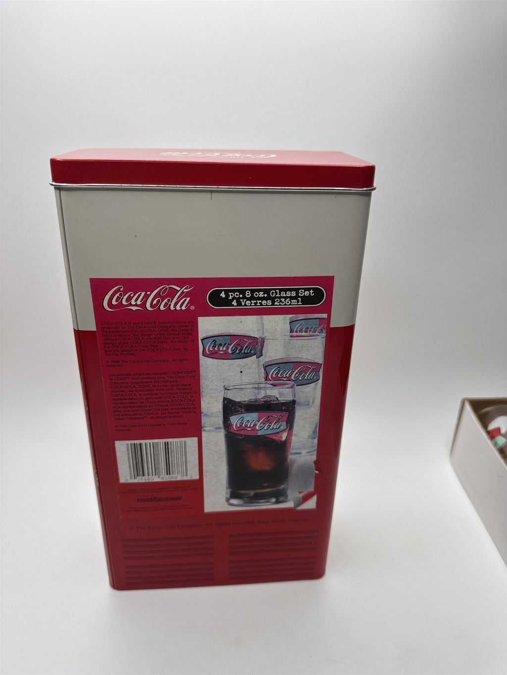 Vintage 1999 Coca-Cola Vending Machine Tin /w 4pc 8oz Glass Set Anchor Hocking