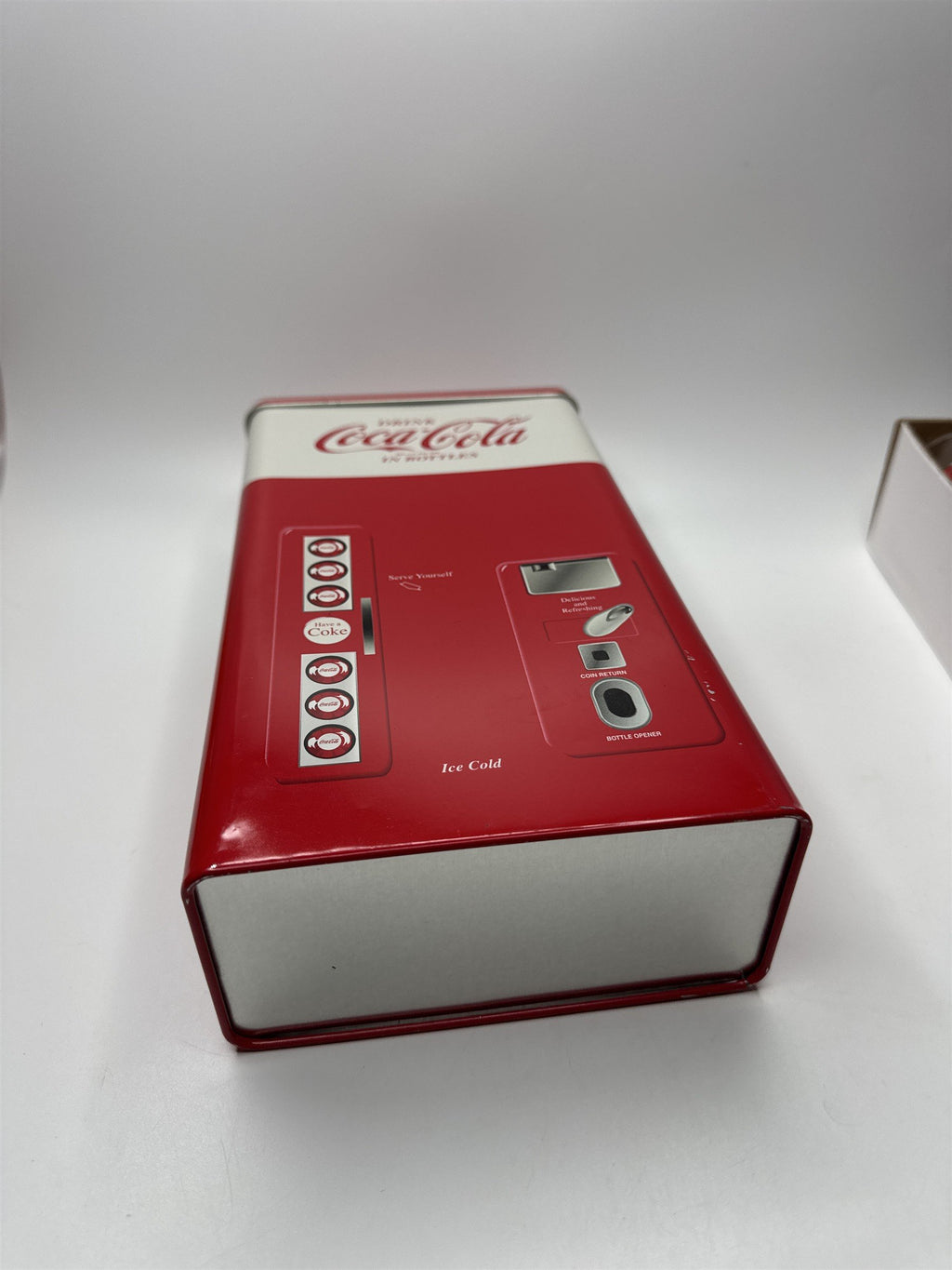 Vintage 1999 Coca-Cola Vending Machine Tin /w 4pc 8oz Glass Set Anchor Hocking