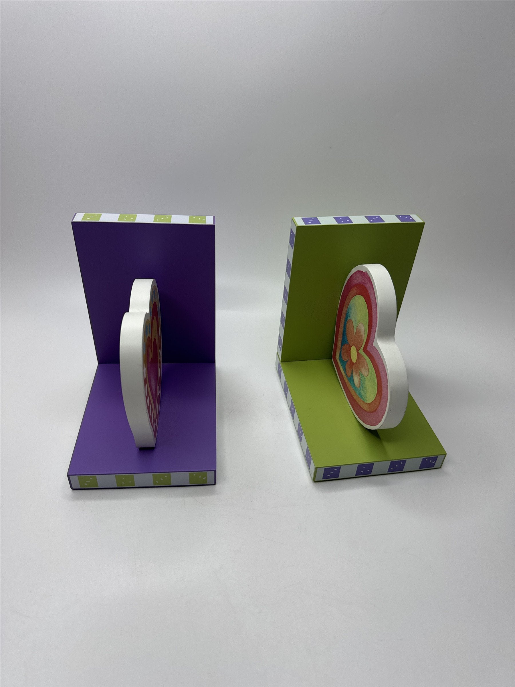Vintage Home Interiors Kids Heart Shaped Bookends for Book Shelves or Table Tops