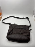Stone & Co Dark Brown Cracked Leather Shoulder Bag Lots of Exterior Pockets