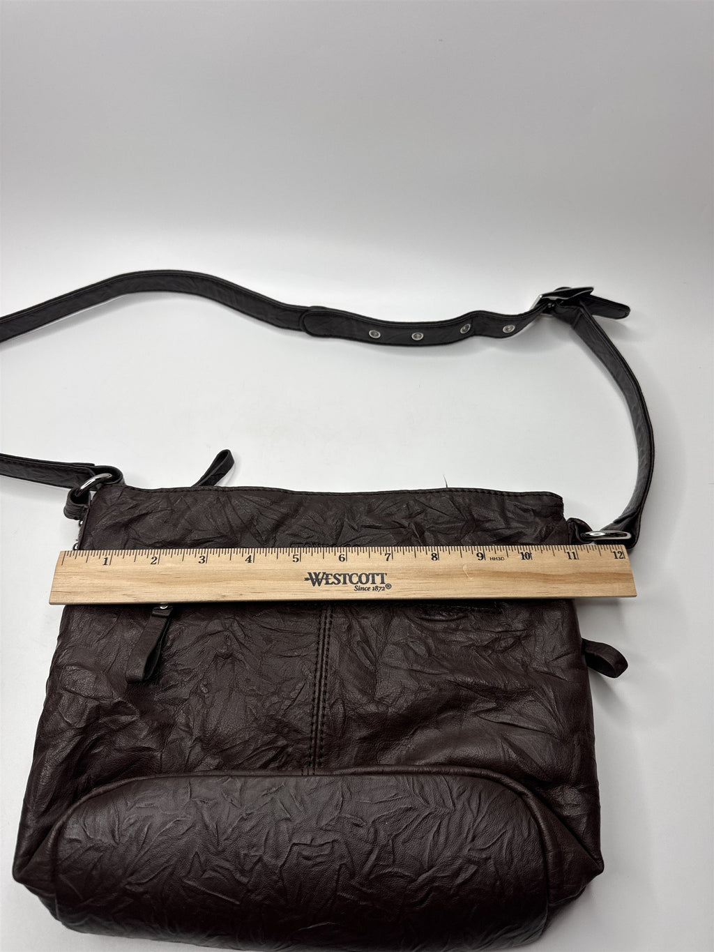Stone & Co Dark Brown Cracked Leather Shoulder Bag Lots of Exterior Pockets