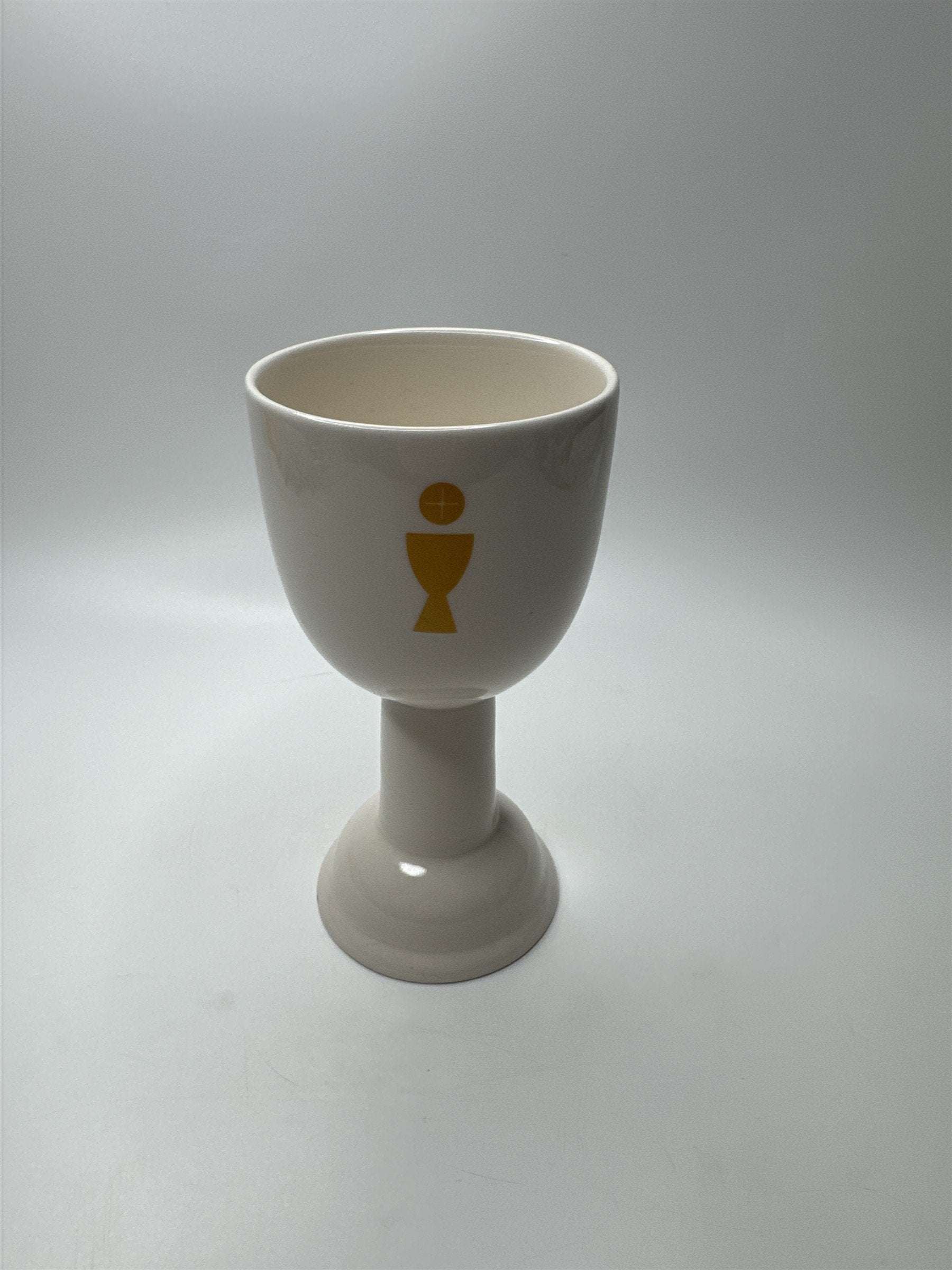 Vintager White Porcelain Church Religious Goblet Offering Wine Glass Chalice