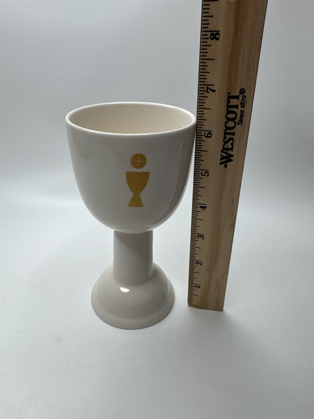 Vintager White Porcelain Church Religious Goblet Offering Wine Glass Chalice