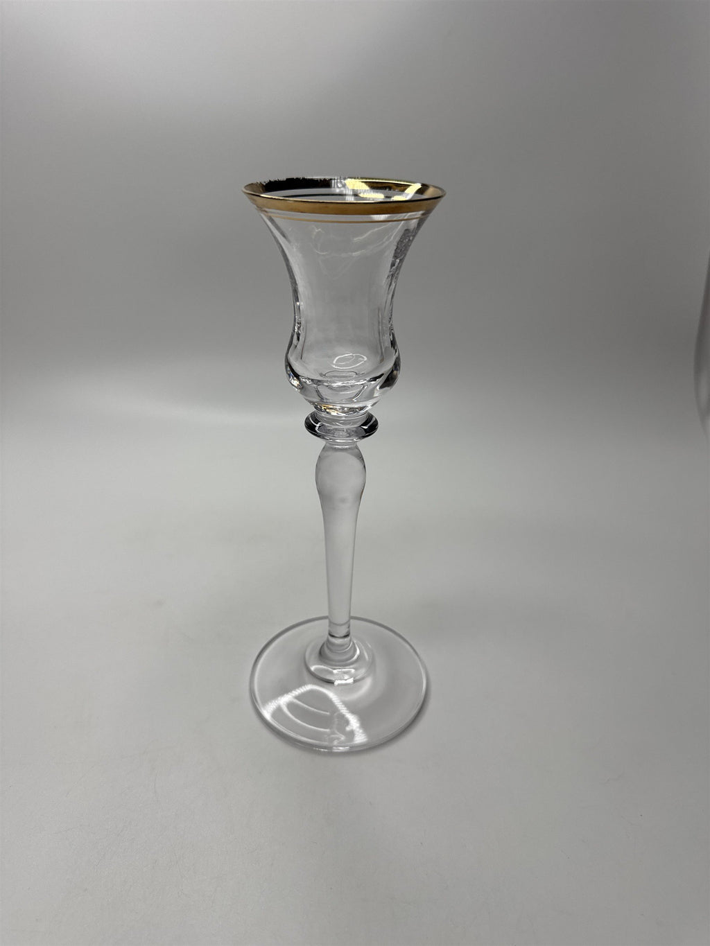 Antique Vintage Mikasa Crystal Clear Gold Trim Embellished (Aged) Stemmed Glass