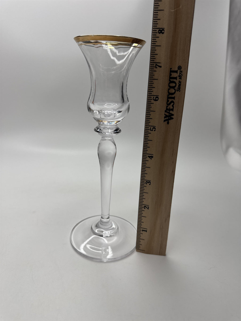 Antique Vintage Mikasa Crystal Clear Gold Trim Embellished (Aged) Stemmed Glass